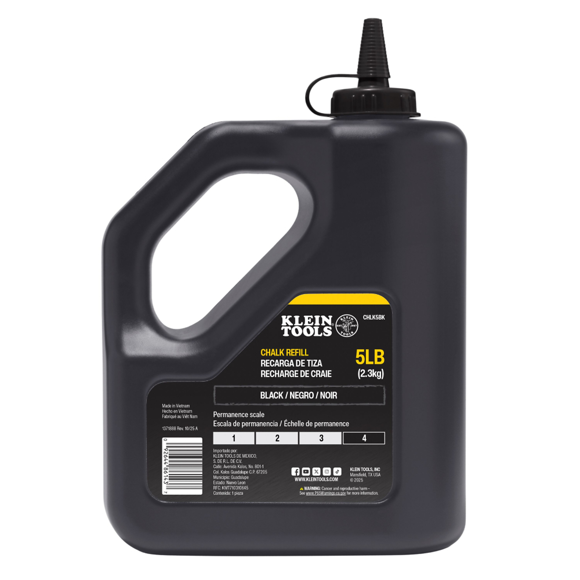 Chalk Refill, Black, 5-Pound, Klein Tools Model# CHLK5BK